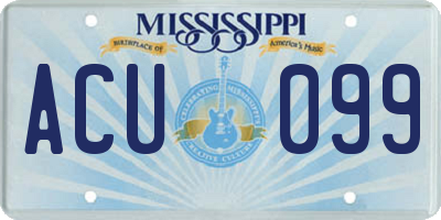 MS license plate ACU099