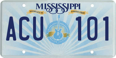 MS license plate ACU101
