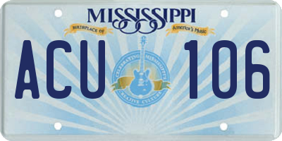 MS license plate ACU106