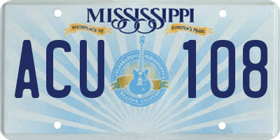 MS license plate ACU108