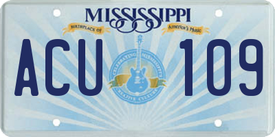 MS license plate ACU109