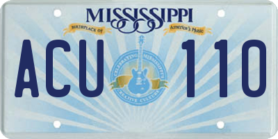 MS license plate ACU110