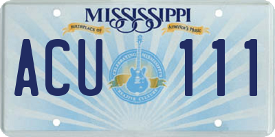 MS license plate ACU111