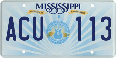 MS license plate ACU113