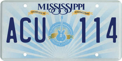 MS license plate ACU114