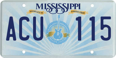 MS license plate ACU115