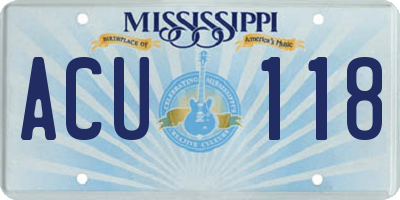 MS license plate ACU118