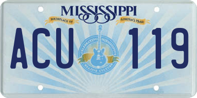 MS license plate ACU119