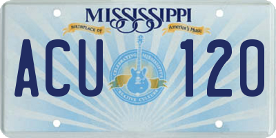 MS license plate ACU120