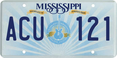 MS license plate ACU121