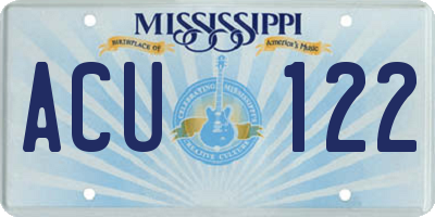 MS license plate ACU122