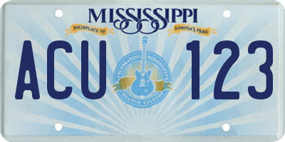 MS license plate ACU123