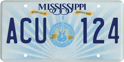 MS license plate ACU124