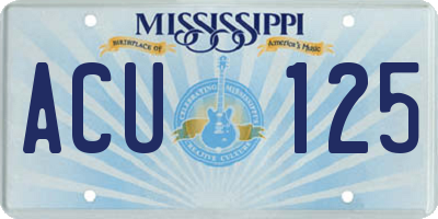 MS license plate ACU125