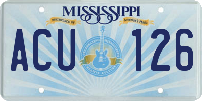 MS license plate ACU126
