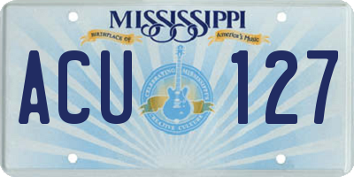 MS license plate ACU127
