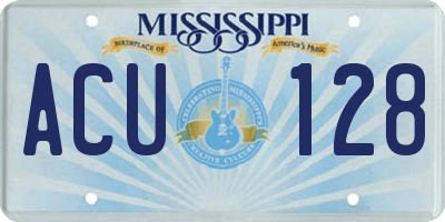 MS license plate ACU128