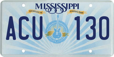 MS license plate ACU130
