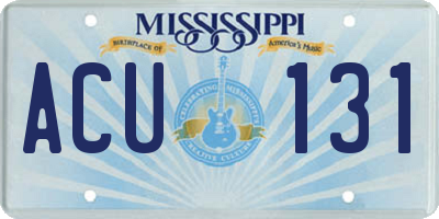 MS license plate ACU131