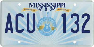 MS license plate ACU132