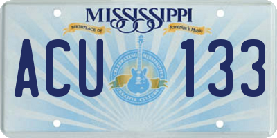 MS license plate ACU133