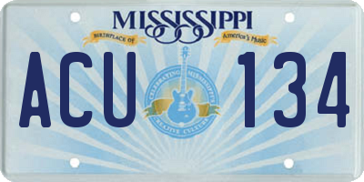 MS license plate ACU134