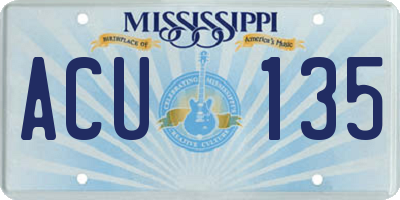 MS license plate ACU135