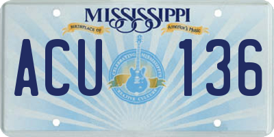 MS license plate ACU136