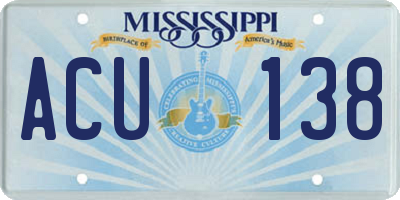 MS license plate ACU138