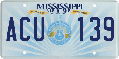MS license plate ACU139