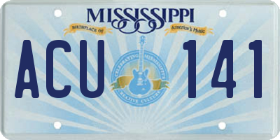 MS license plate ACU141