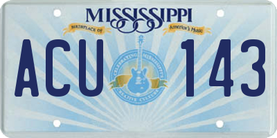 MS license plate ACU143