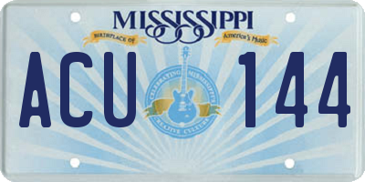 MS license plate ACU144