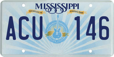MS license plate ACU146