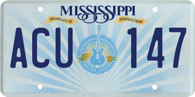 MS license plate ACU147