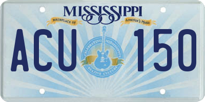 MS license plate ACU150