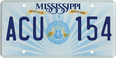 MS license plate ACU154