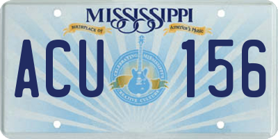 MS license plate ACU156