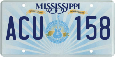 MS license plate ACU158
