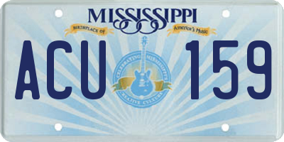 MS license plate ACU159