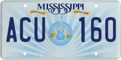 MS license plate ACU160
