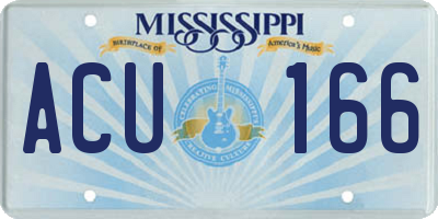 MS license plate ACU166