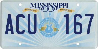MS license plate ACU167