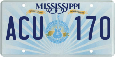 MS license plate ACU170