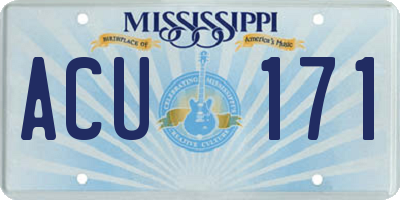 MS license plate ACU171