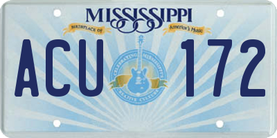 MS license plate ACU172