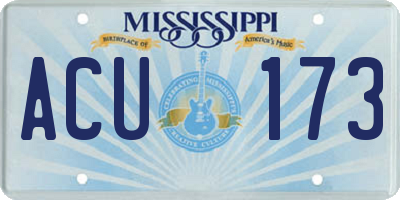 MS license plate ACU173