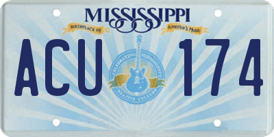MS license plate ACU174