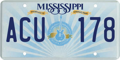 MS license plate ACU178