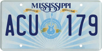 MS license plate ACU179